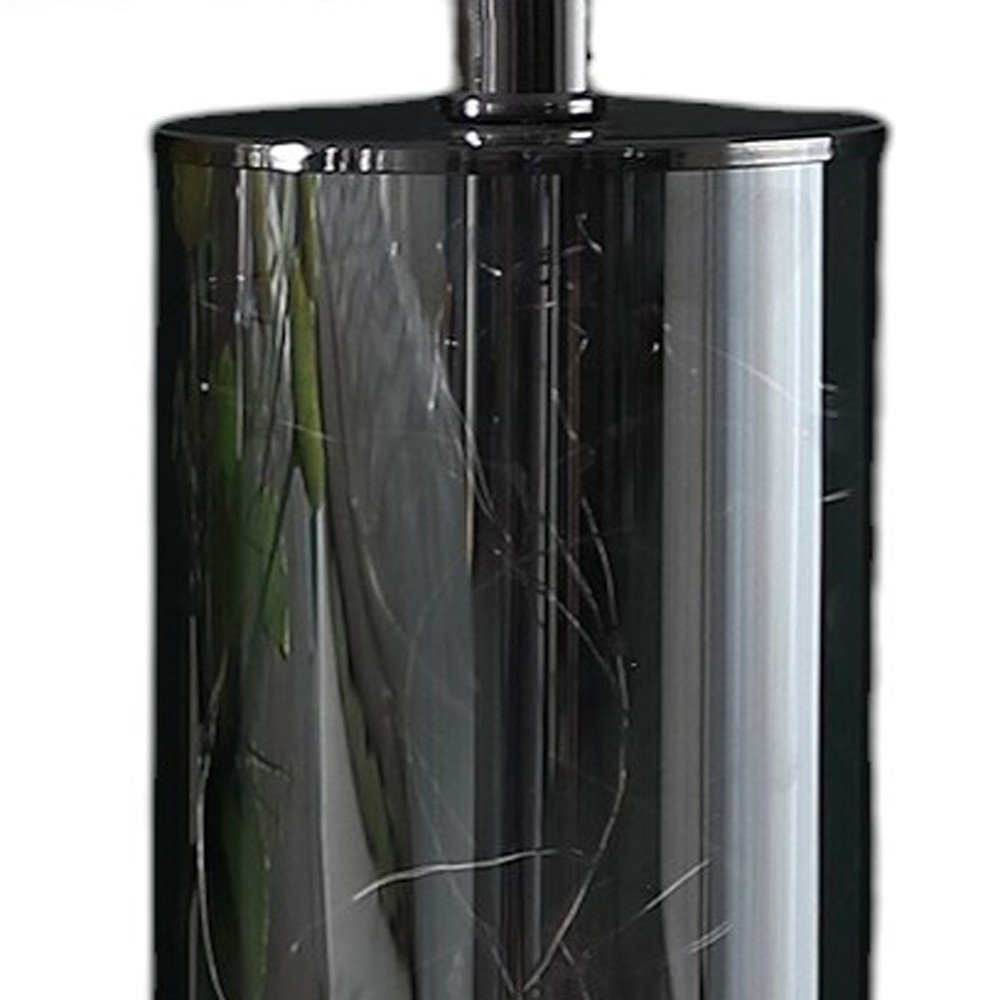 21" Glass LED Cylinder Table Lamp with Nightlight and White Drum Shade