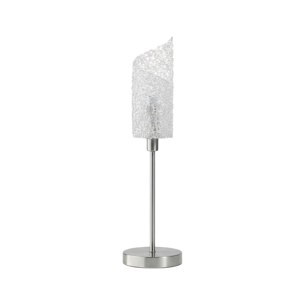 22" Silver Bedside Table Lamp With White Swirl Novelty Shade