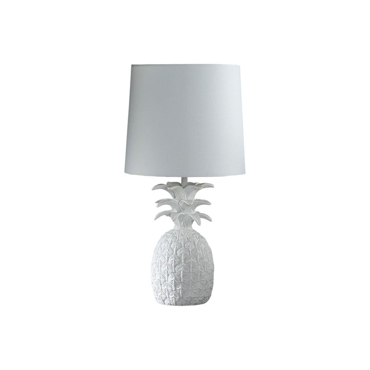 17" White Pineapple Table Lamp With Empire Shade