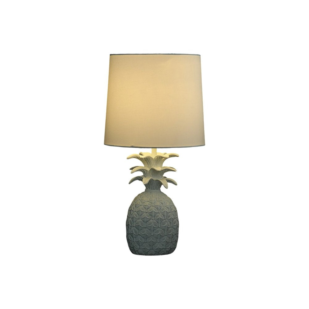 17" White Pineapple Table Lamp With White Empire Shade