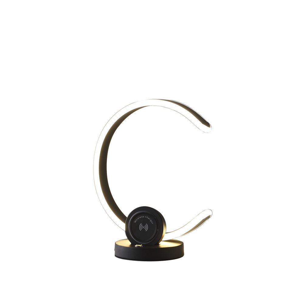 13" Black Contempo Shape LED with USB Desk or Table Lamp