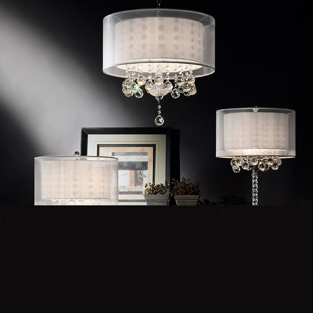 Chic Silver Ceiling Lamp with Crystal Accents and Silver Shade