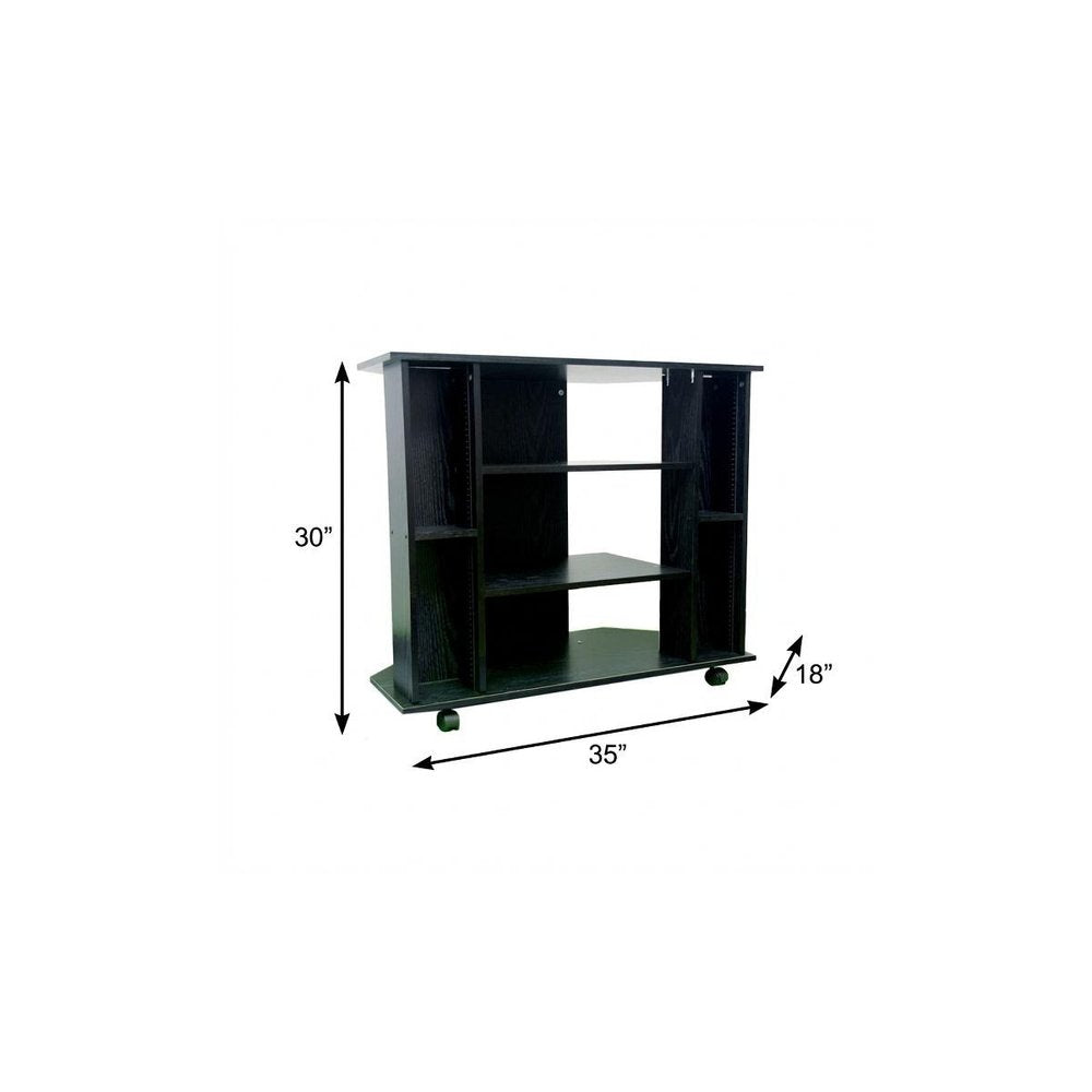 35" Black Open Shelving TV Stand