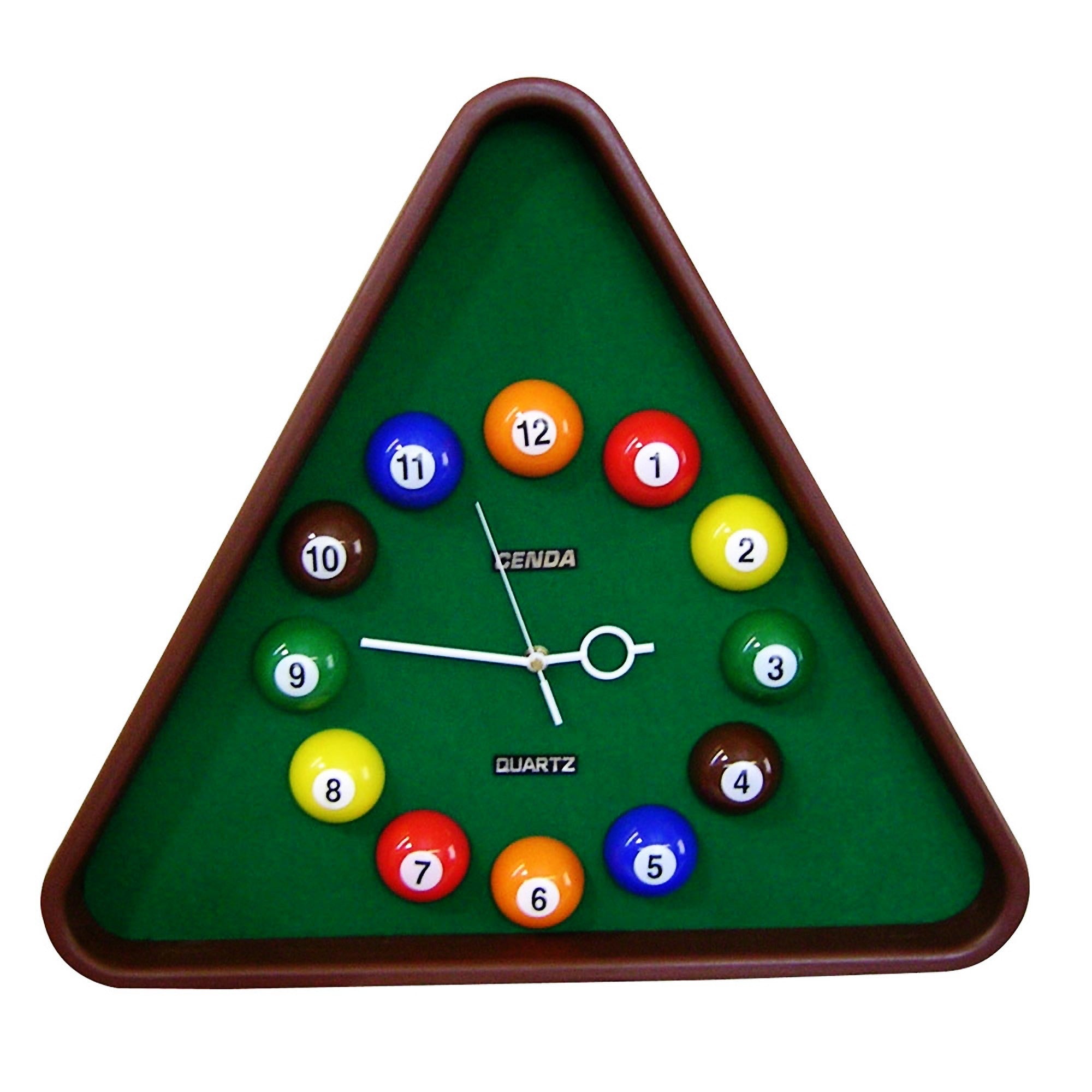 21" Triangle Green Resin Analog Billiards Wall Clock