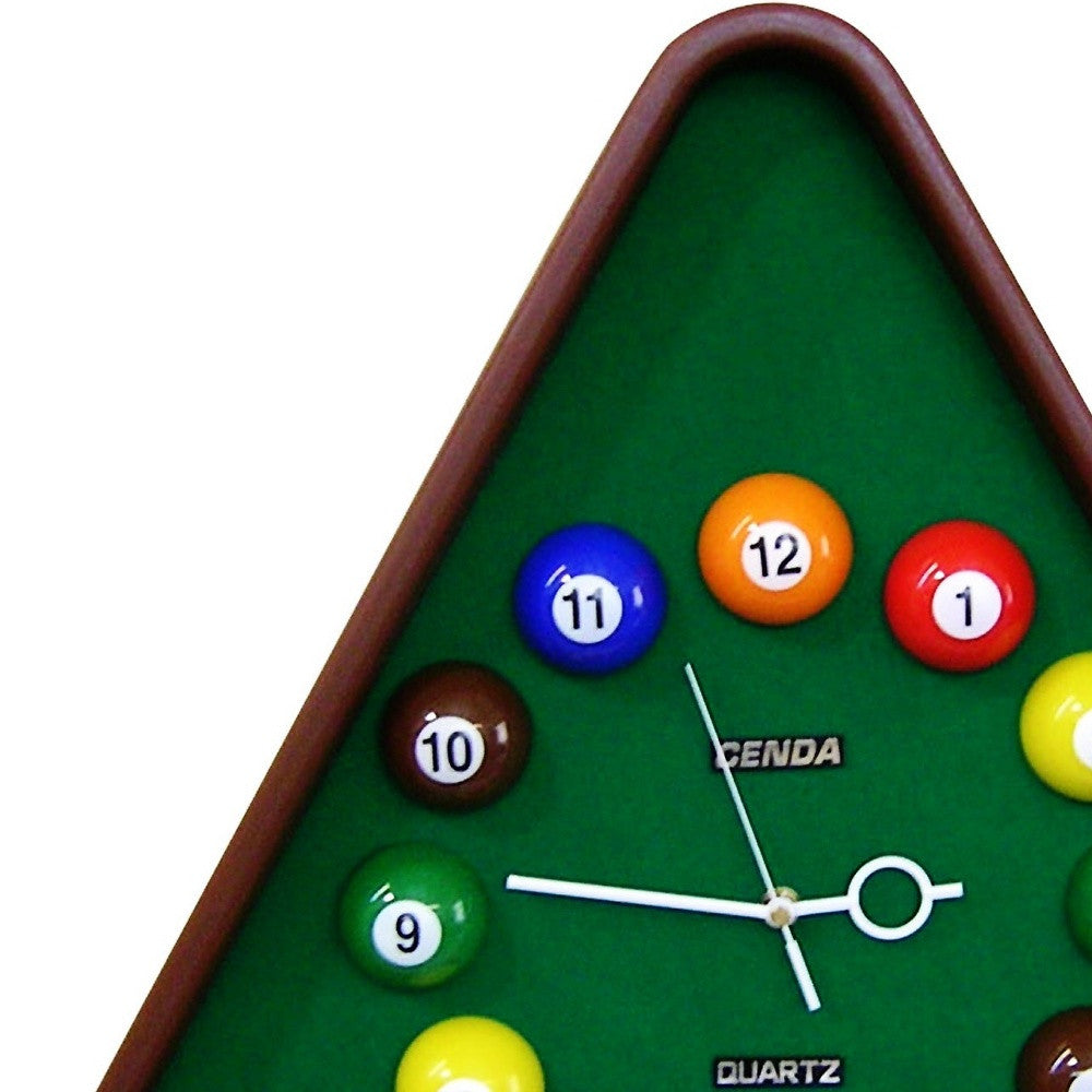 21" Triangle Green Resin Analog Billiards Wall Clock