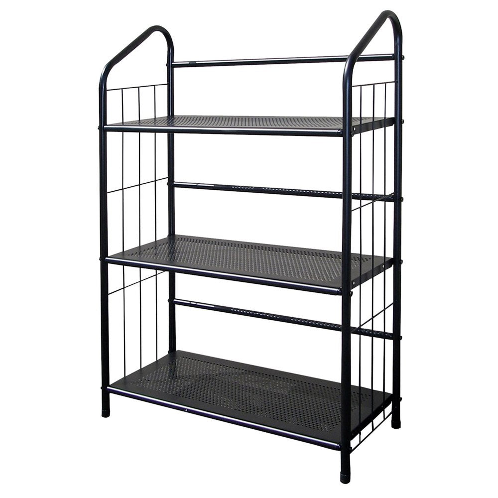37" Black Metal Three Tier Bookcase
