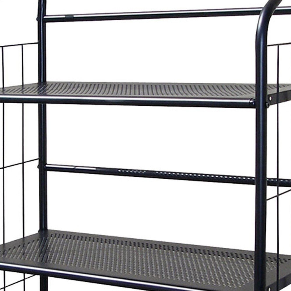 37" Black Metal Three Tier Bookcase