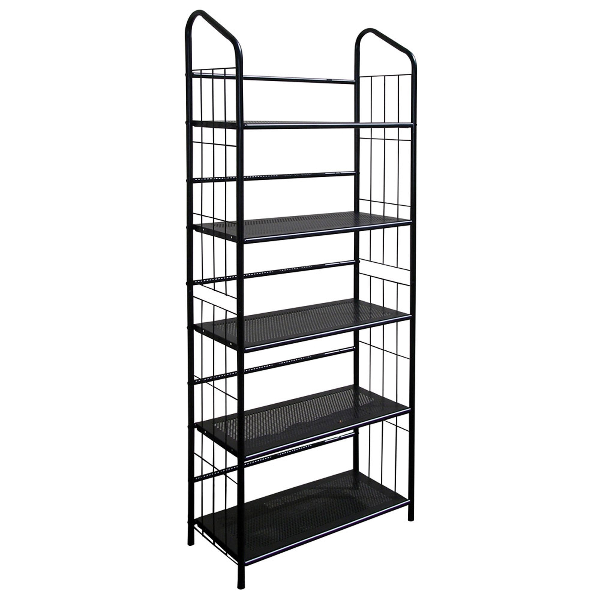 Black Five Shelf Metal Standing Book Shelf