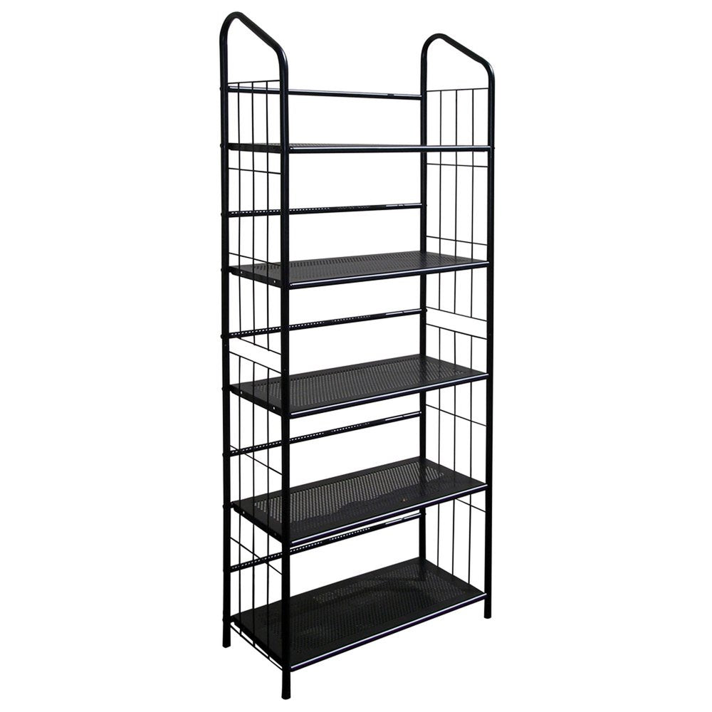 64" Black Metal Five Tier Bookcase