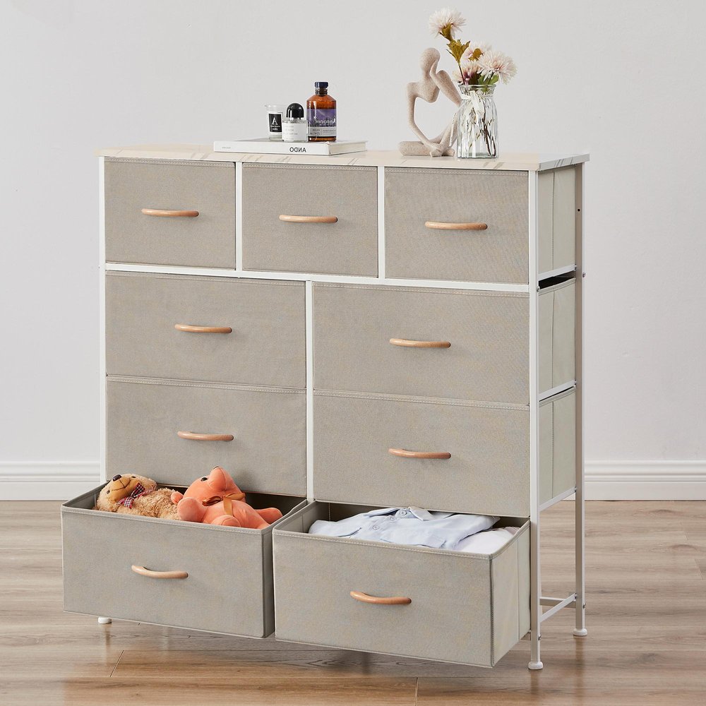 39" White Square Accent Chest With Nine Drawers