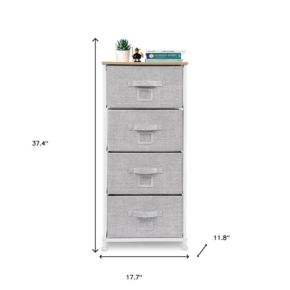 18" Brown and White Accent Cabinet With Four Drawers
