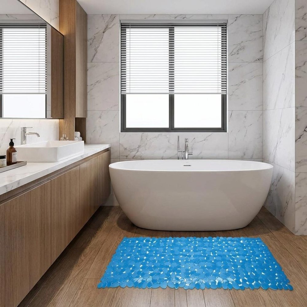 35" Blue Spa Pebbles Non Slip Bathtub Mat