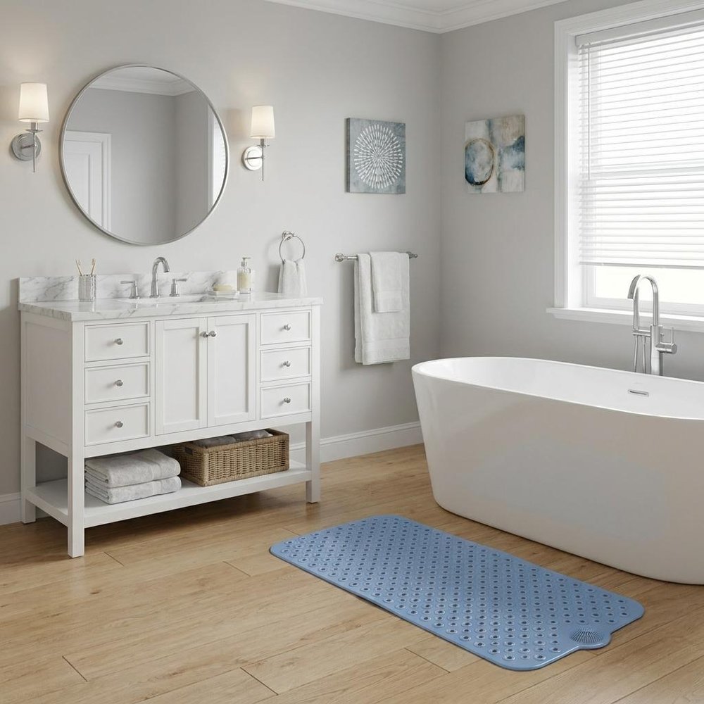 40" Blue Bubbles Non Slip Bathtub Mat