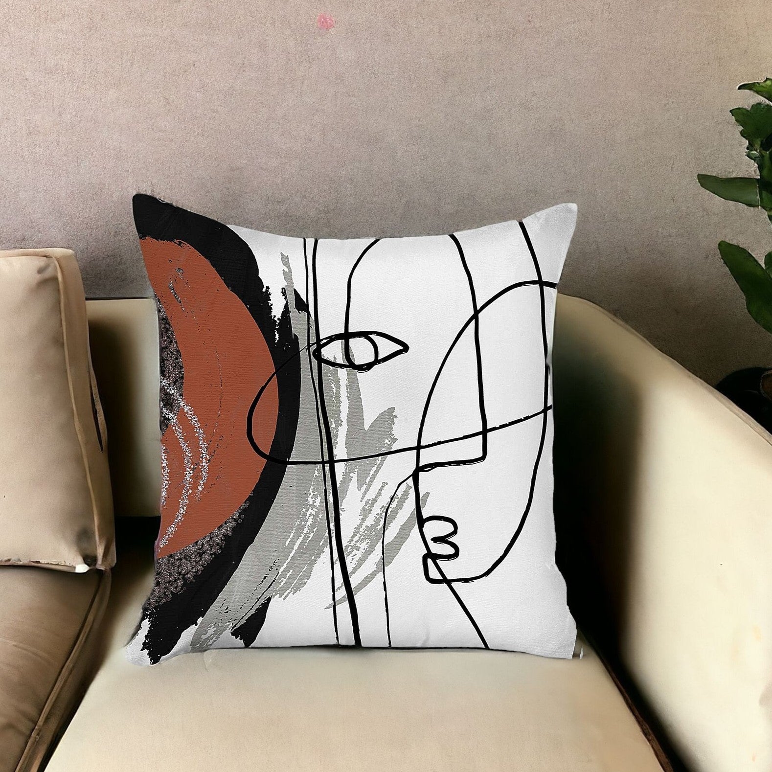 18" X 18" Black And Red Abstract Zippered Handmade Polyester Throw Pillow Cover