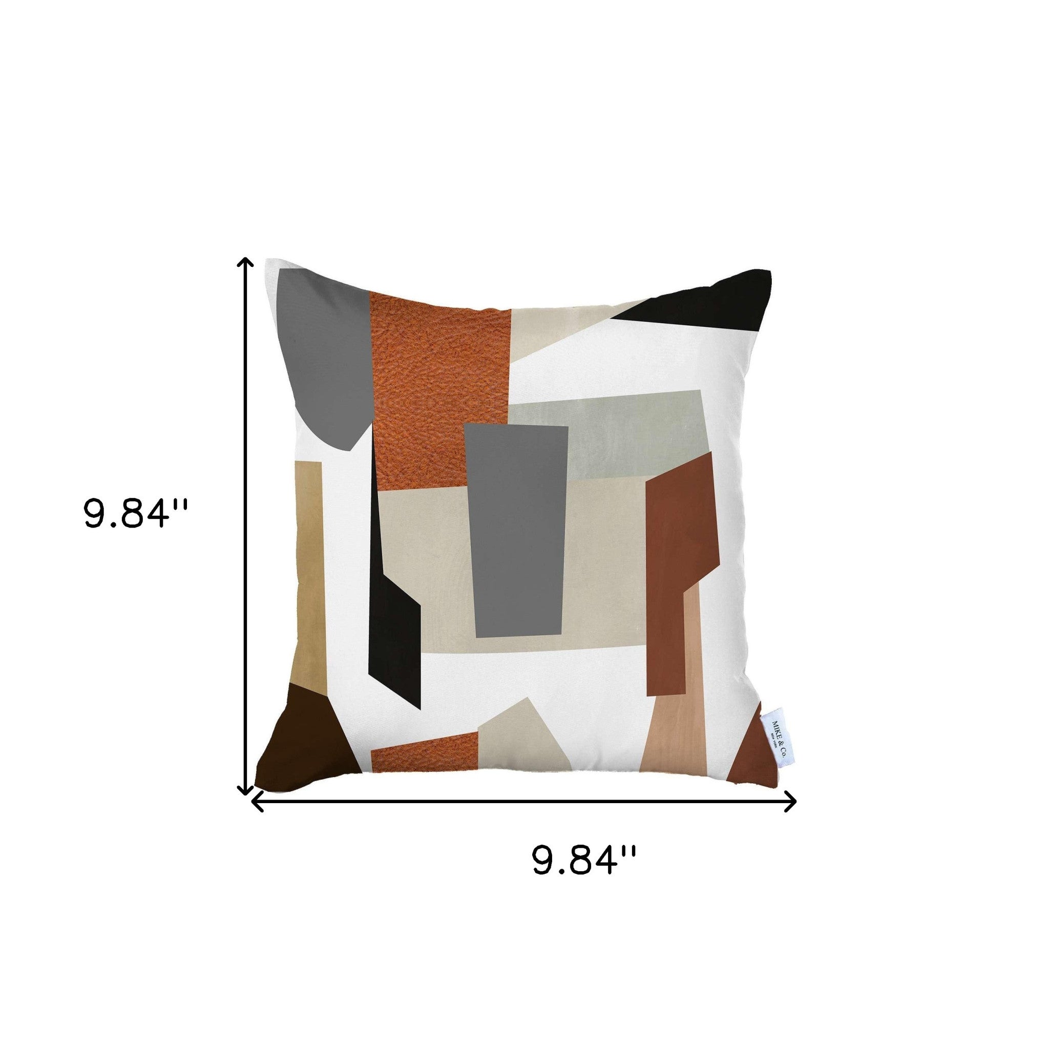 18" X 18" Black And Grey Abstract Zippered Handmade Polyester Throw Pillow Cover