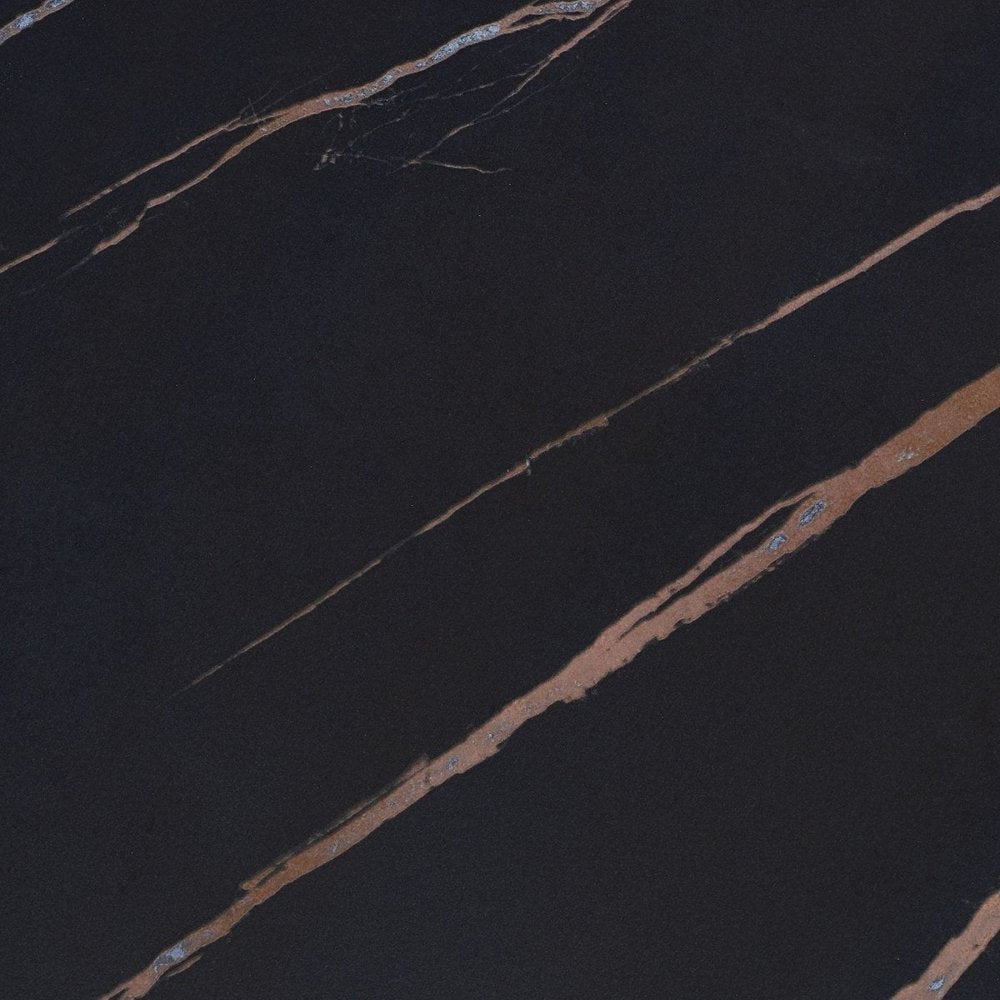 20" Black and Gold Faux Marble And Metal Round Coffee Table