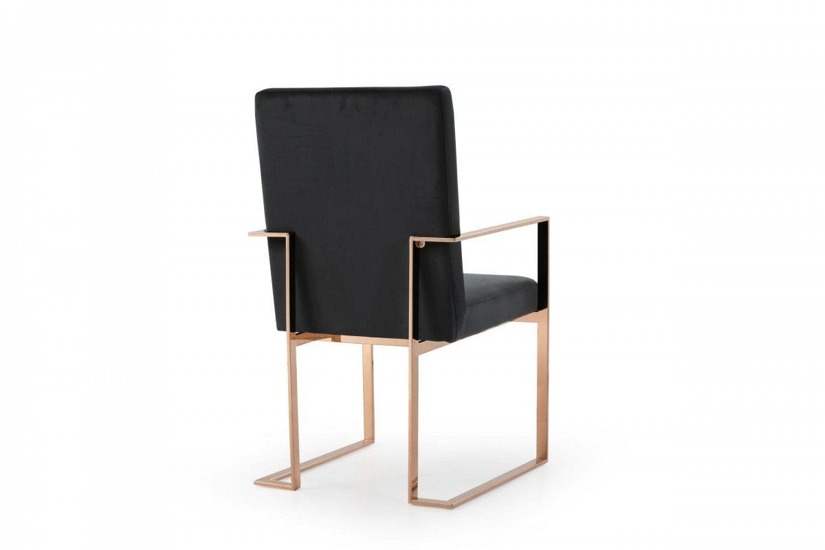Black and Gold Upholstered Fabric Dining Arm Chair