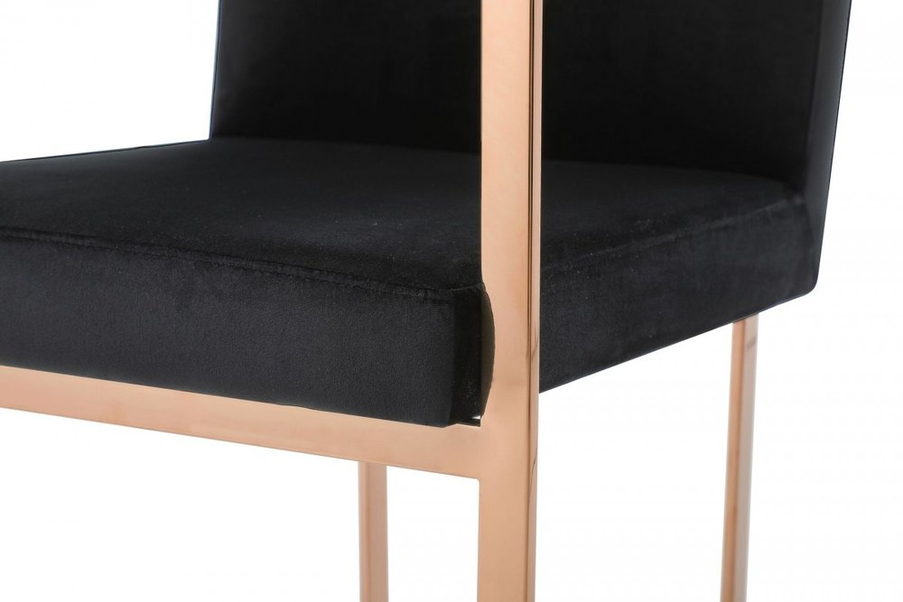 Black and Gold Upholstered Fabric Dining Arm Chair