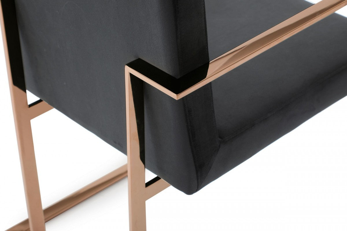 Black and Gold Upholstered Fabric Dining Arm Chair