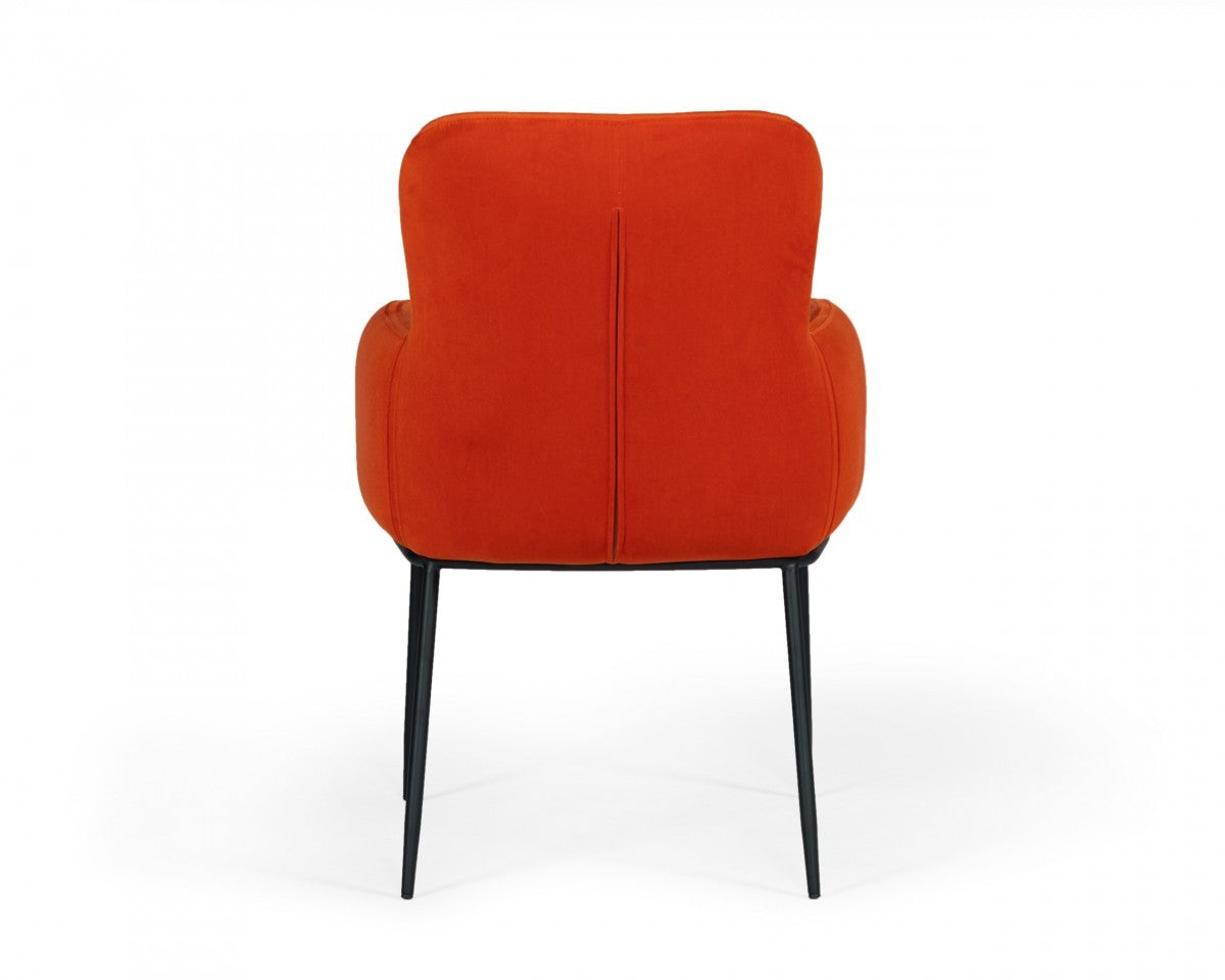 Orange and Black Upholstered Fabric Dining Arm Chair