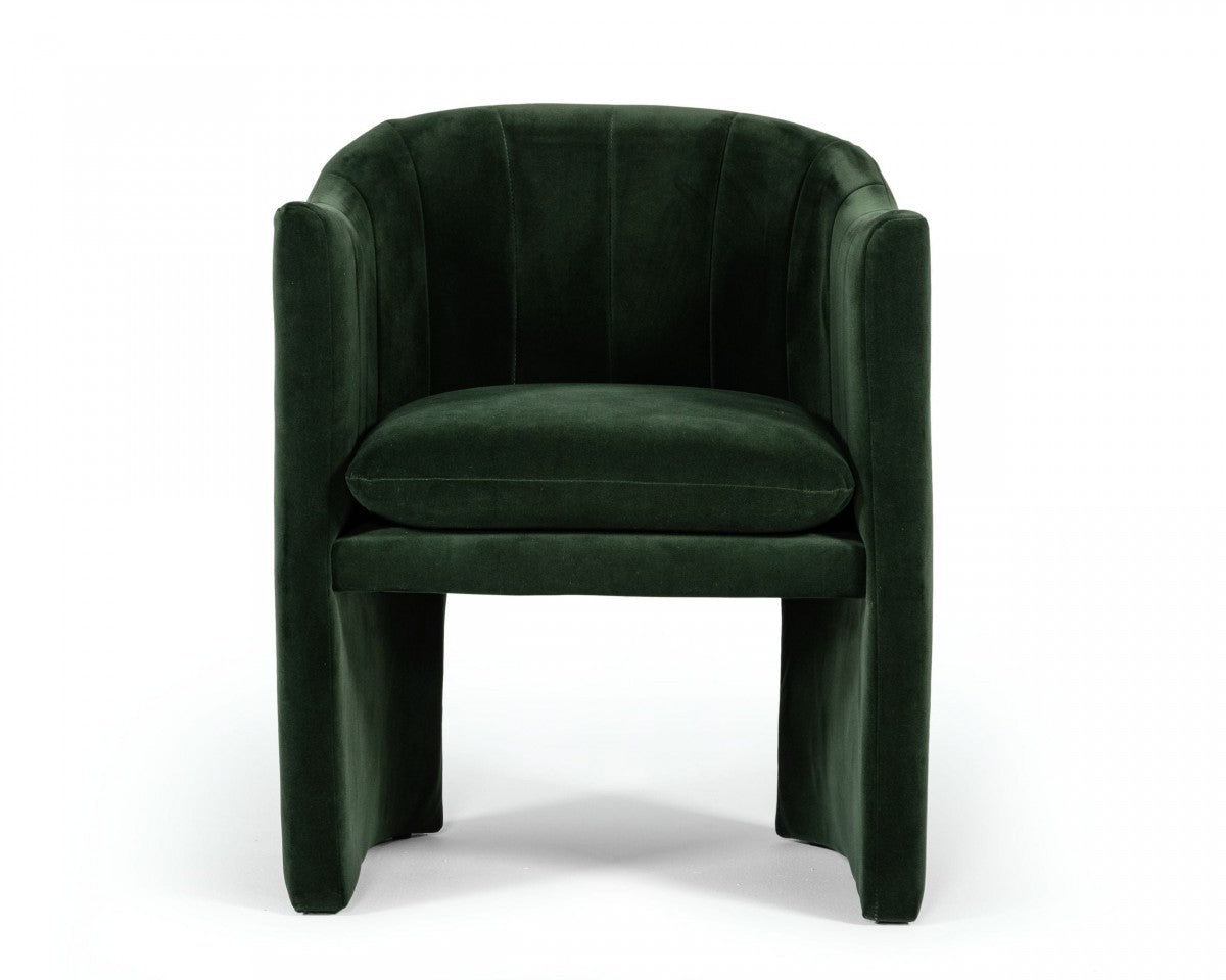 Green Upholstered Velvet Dining Arm Chair