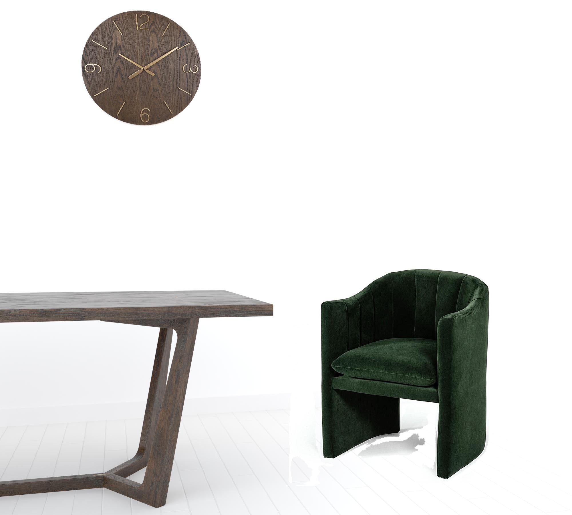 Green Upholstered Velvet Dining Arm Chair