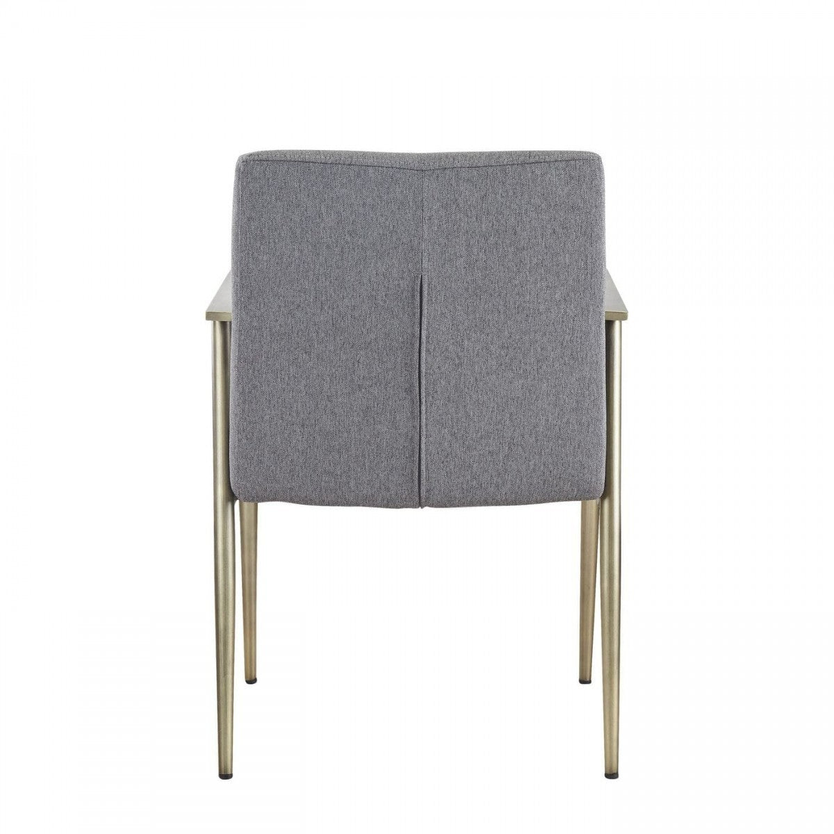 Gray and Antiqued Brass Upholstered Fabric Dining Arm Chair