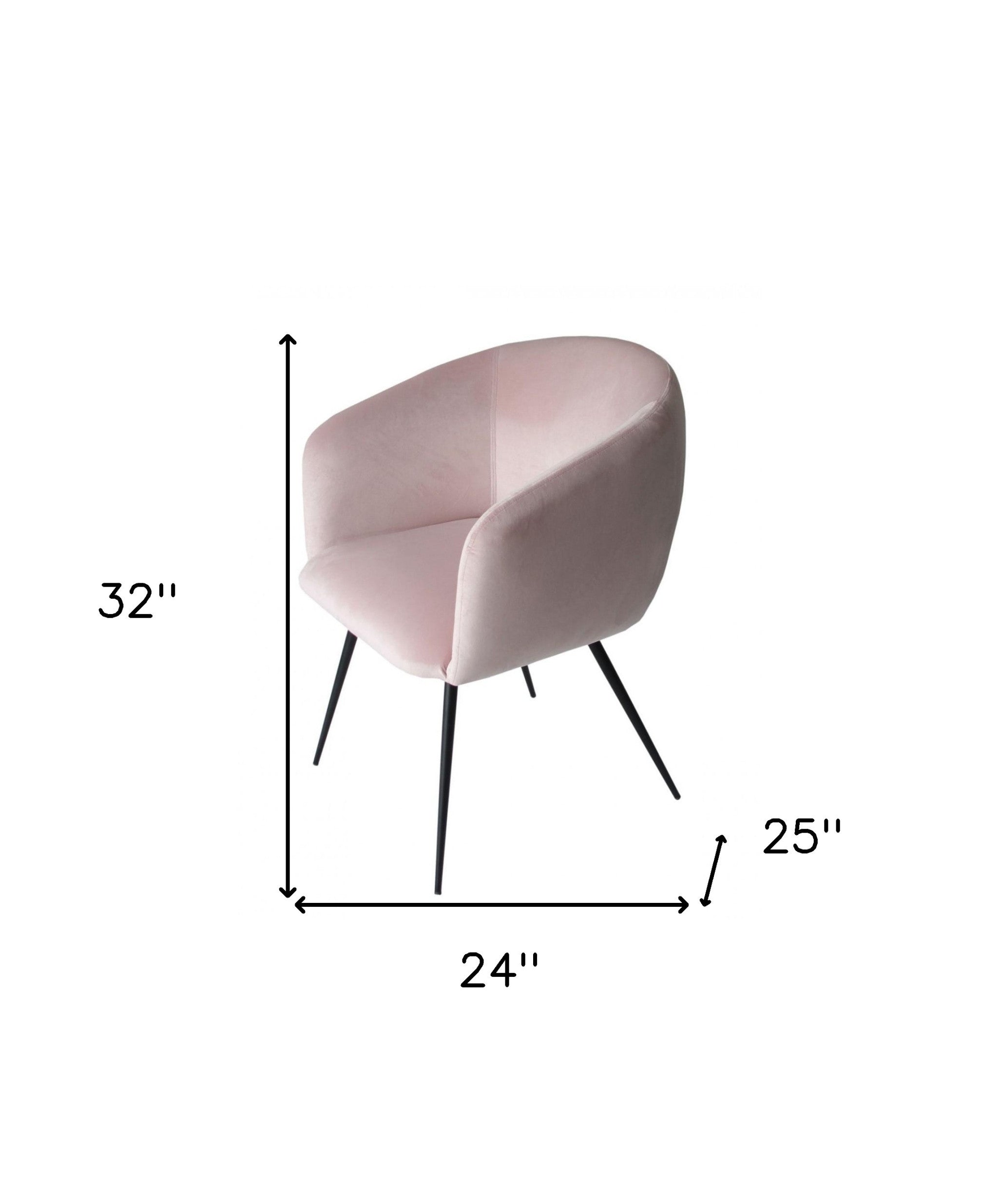 Pink and Black Upholstered Velvet Dining Arm Chair