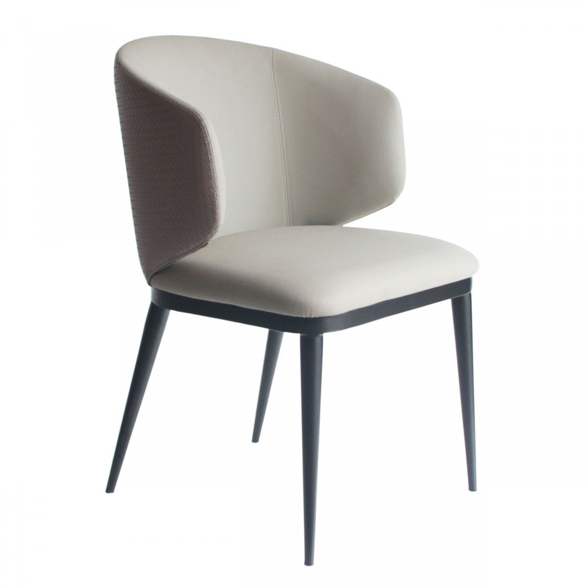 Beige and Black Upholstered Faux Leather Wing Back Dining Arm Chair