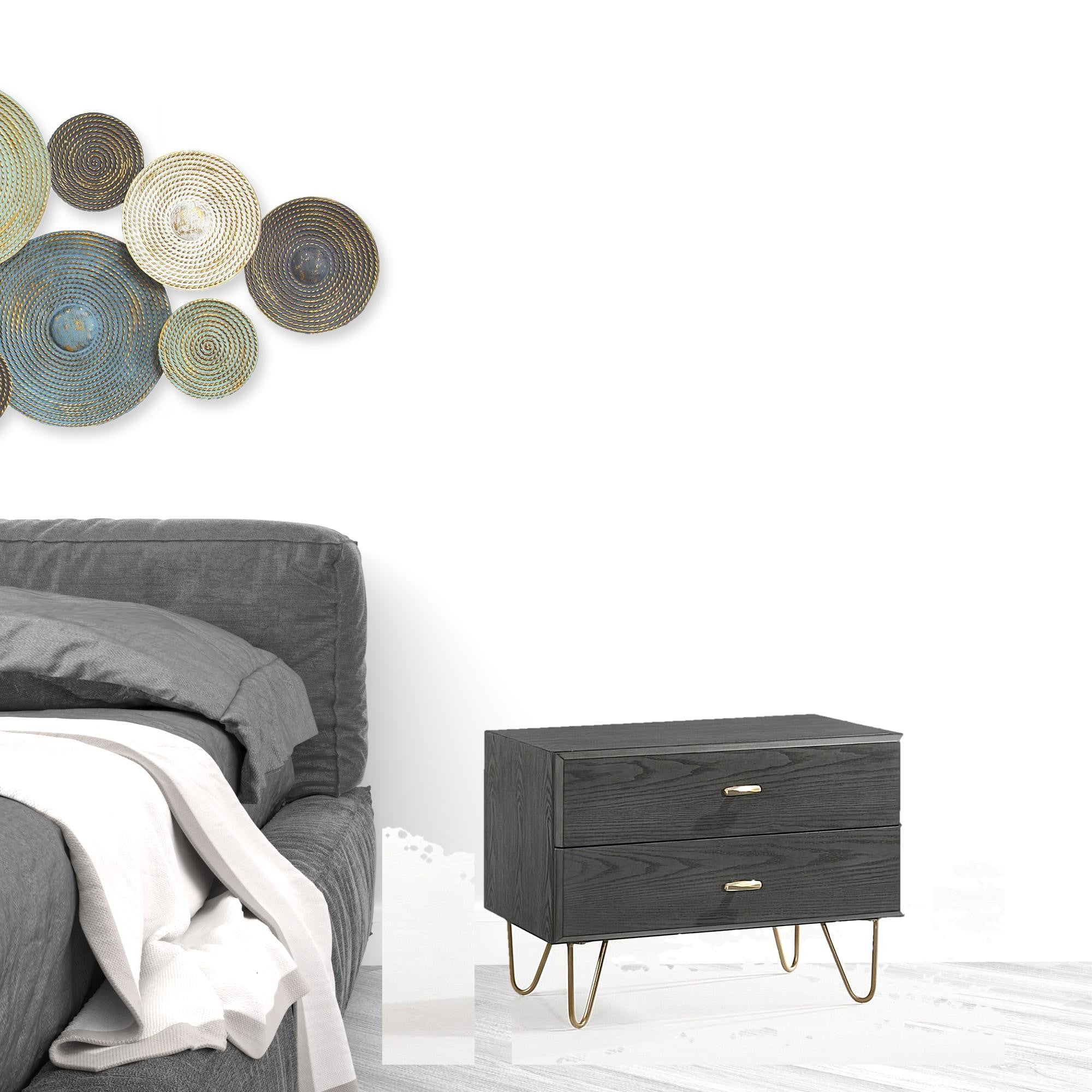 18" Wood Two Drawer Nightstand