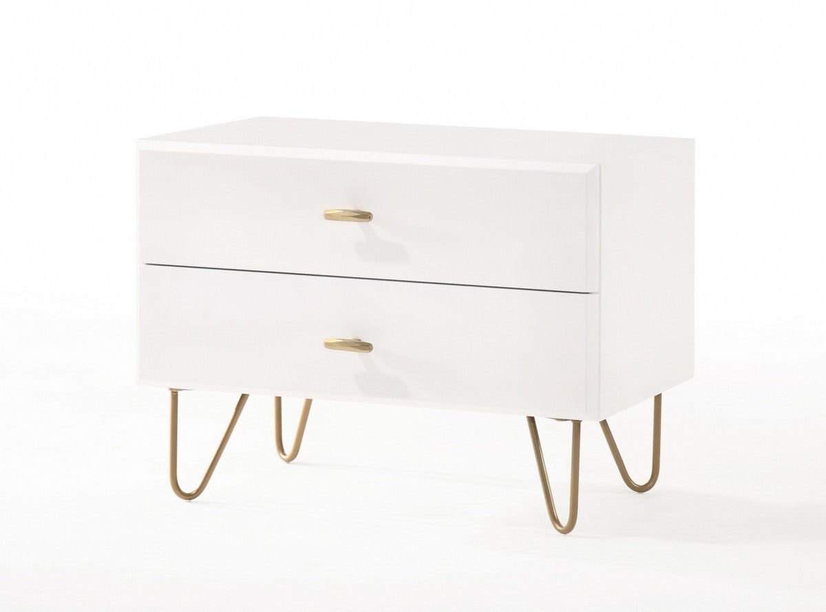 18" Wood Two Drawer Nightstand