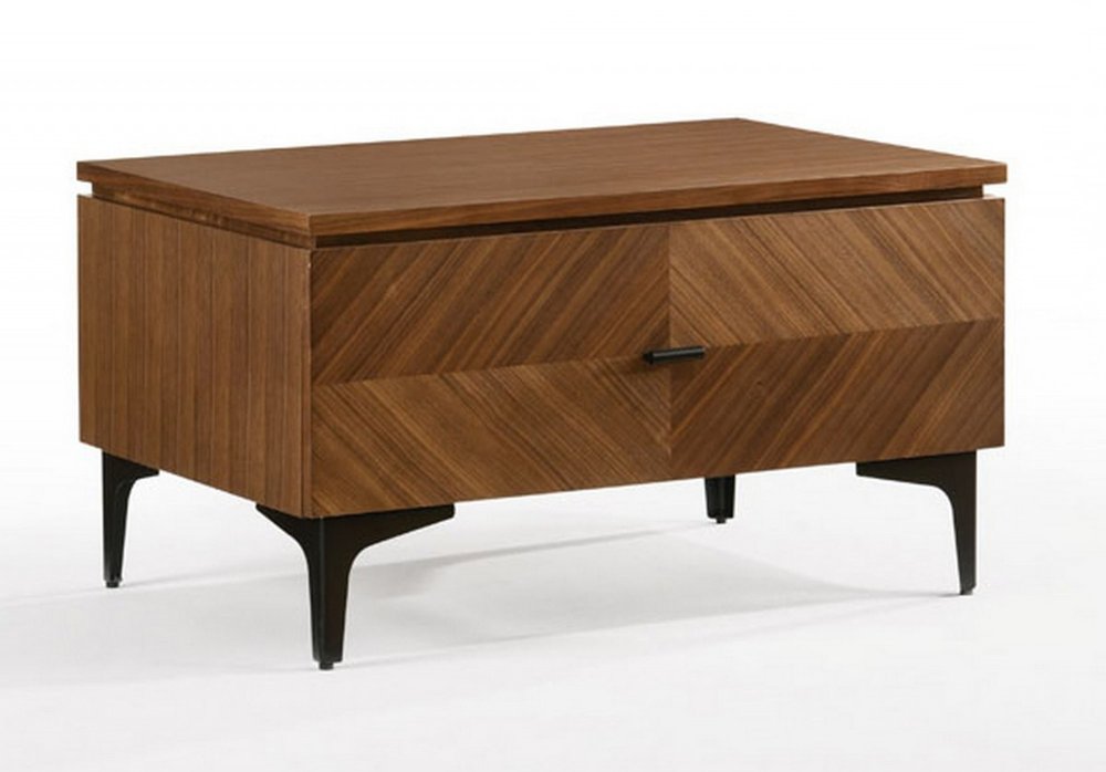16" Solid Wood and Wood One Drawer Nightstand