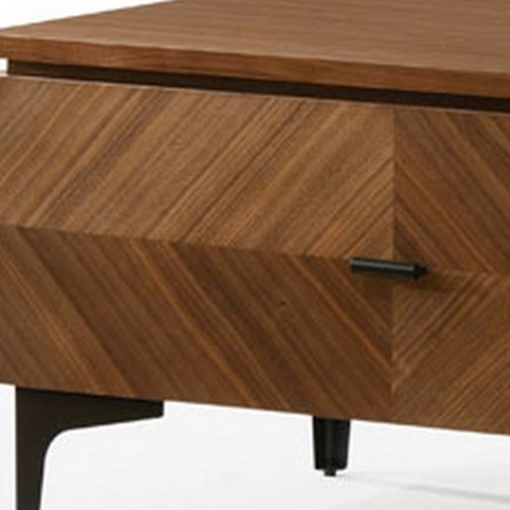 16" Solid Wood and Wood One Drawer Nightstand