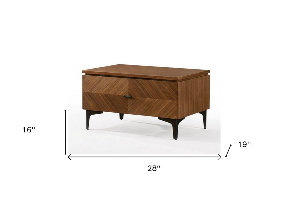 16" Solid Wood and Wood One Drawer Nightstand
