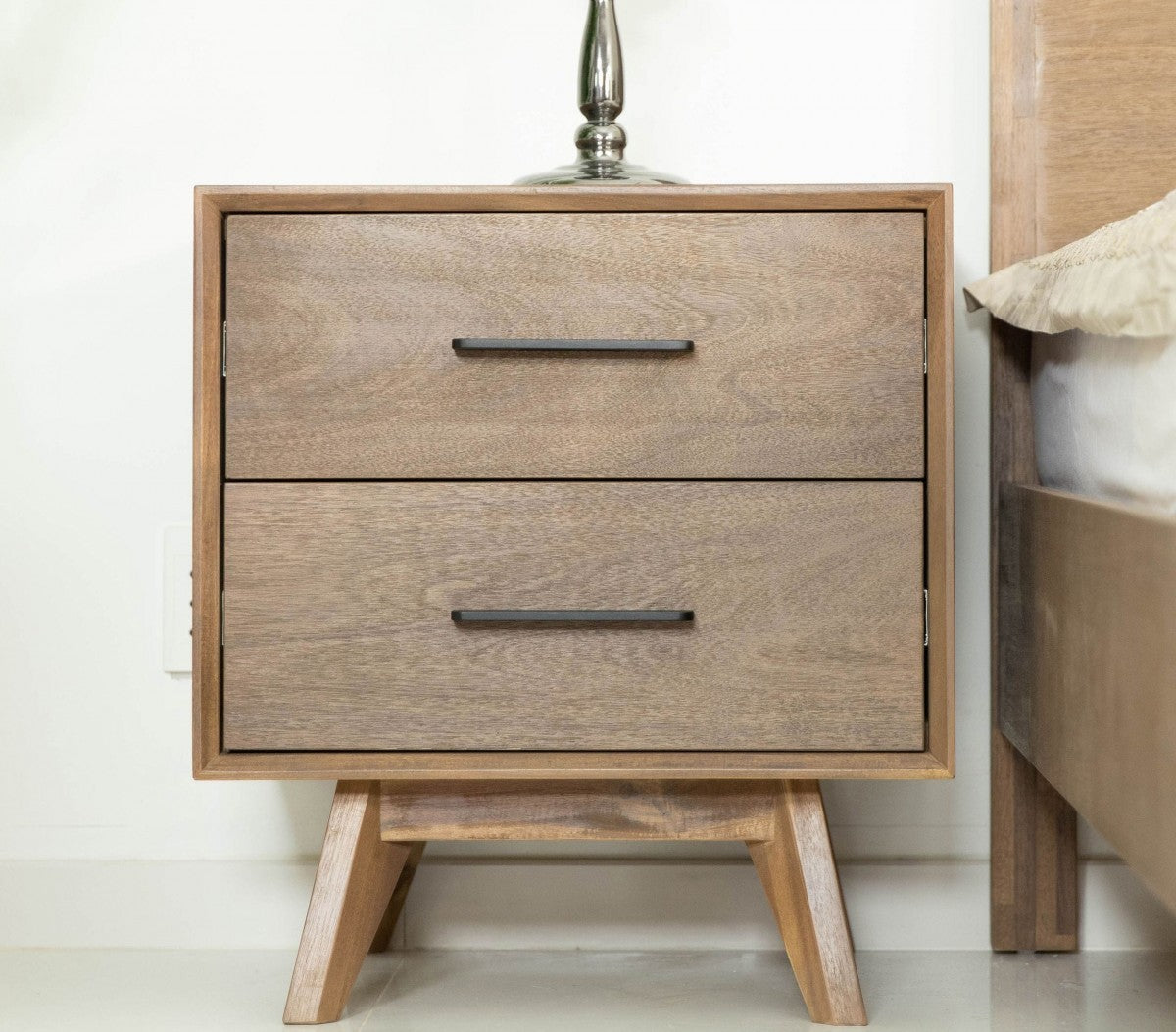 24" Solid Wood and Wood Two Drawer Nightstand