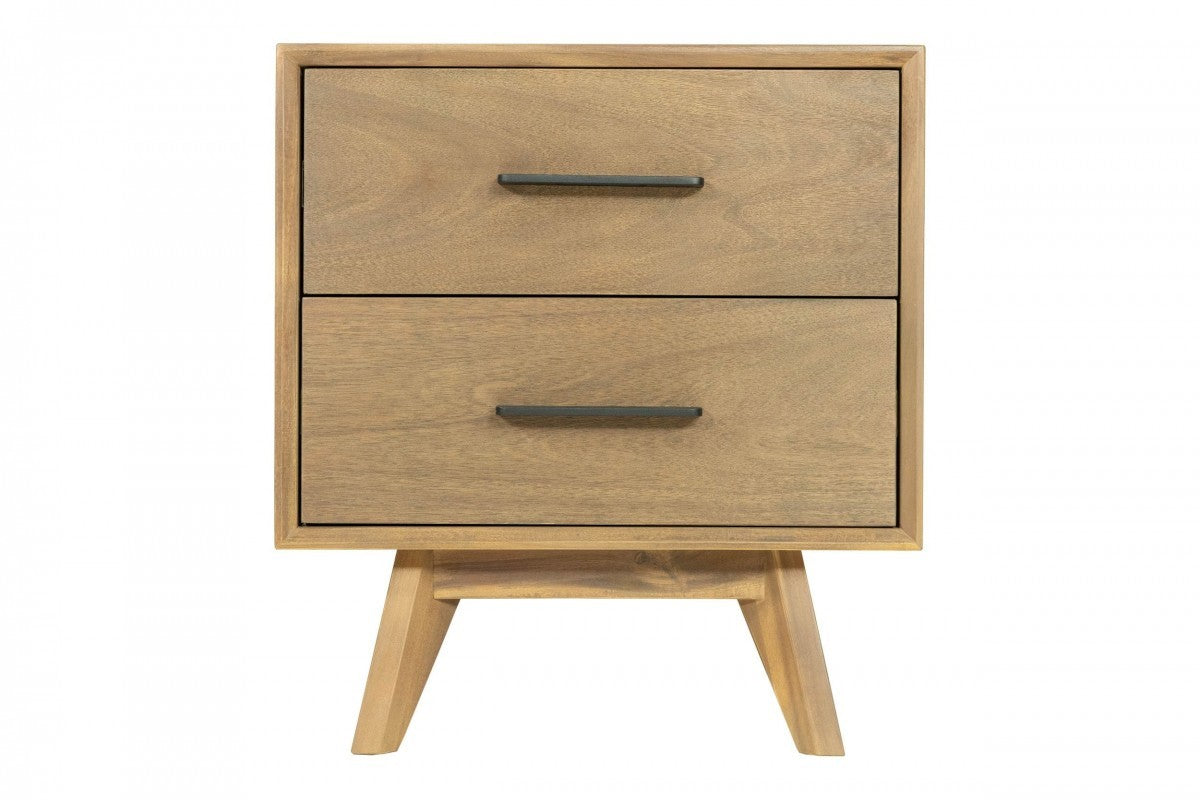 24" Solid Wood and Wood Two Drawer Nightstand