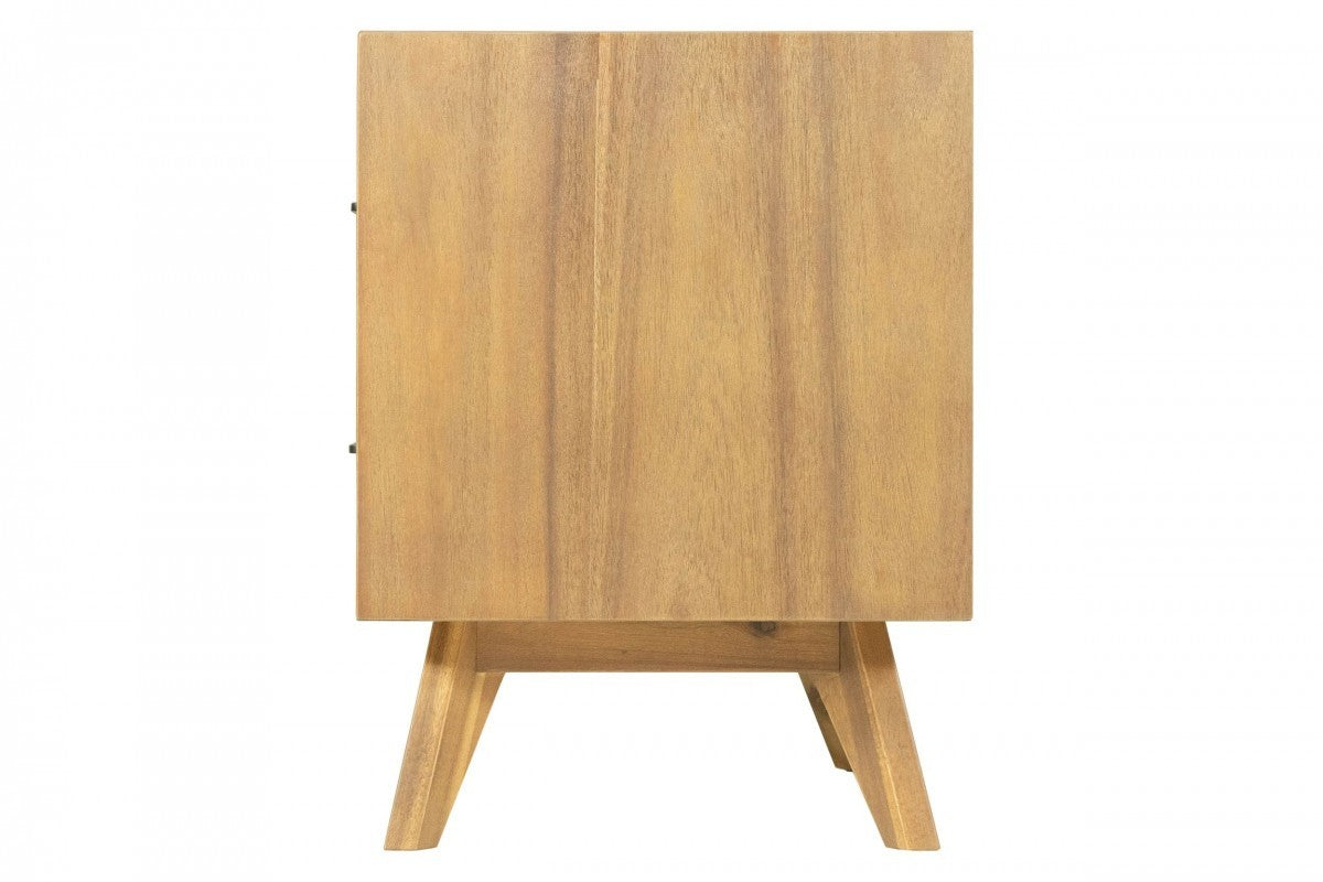 24" Solid Wood and Wood Two Drawer Nightstand