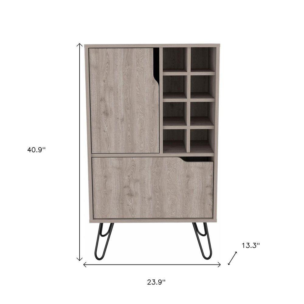 Light Gray Bar Cabinet with Two Door Panels