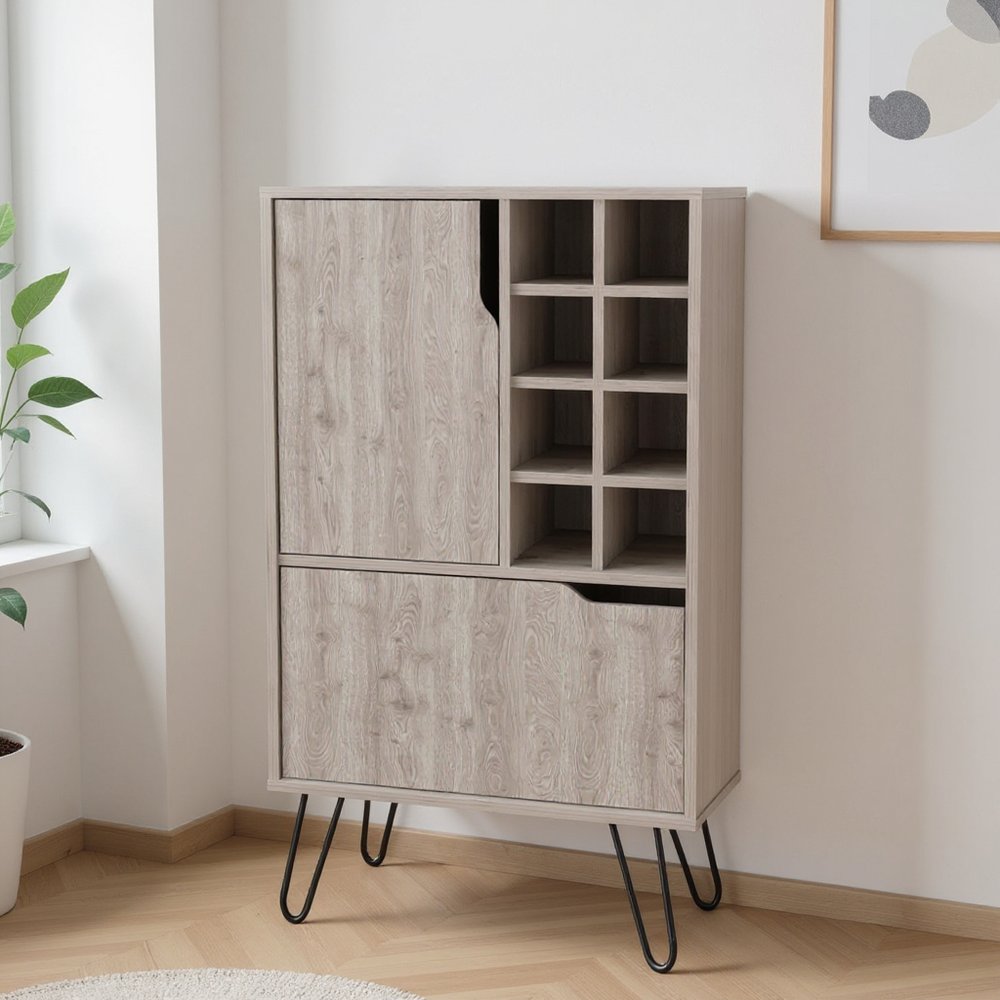 Light Gray Bar Cabinet with Two Door Panels