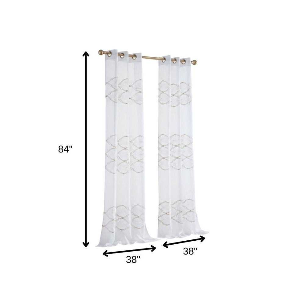 Set of Two 84" Gold Wave Embroidered Window Panels