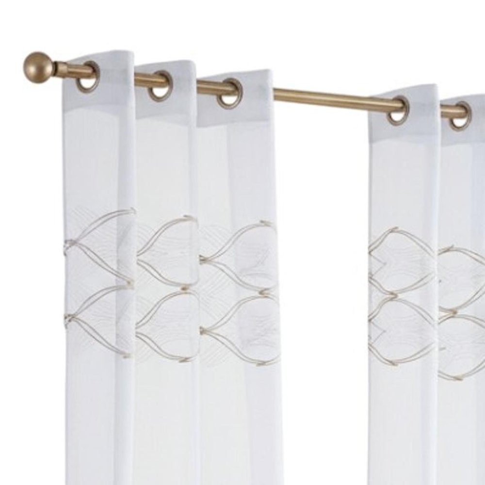 Set of Two 84" Gold Wave Embroidered Window Panels