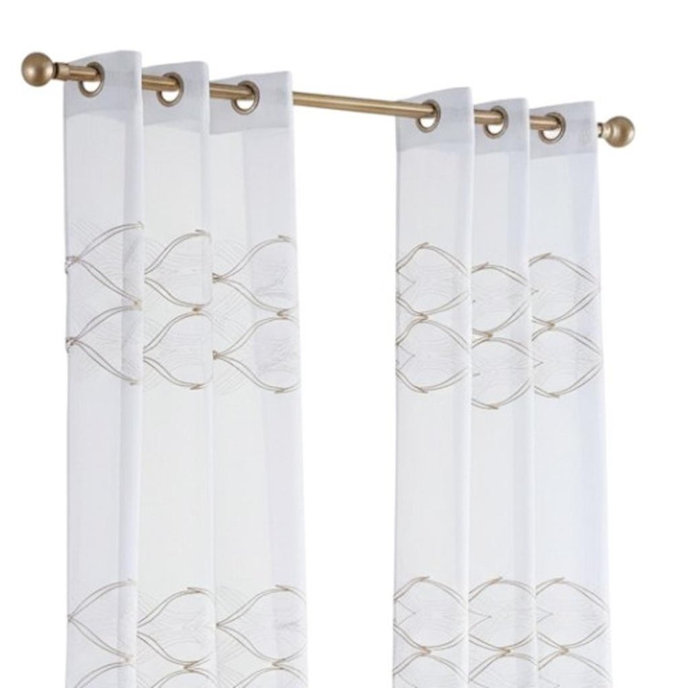 Set of Two 84" Gold Wave Embroidered Window Panels