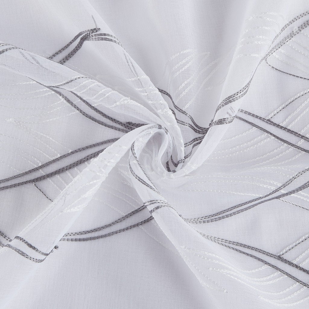 Set of Two 96" White Wave Embroidered Window Panels