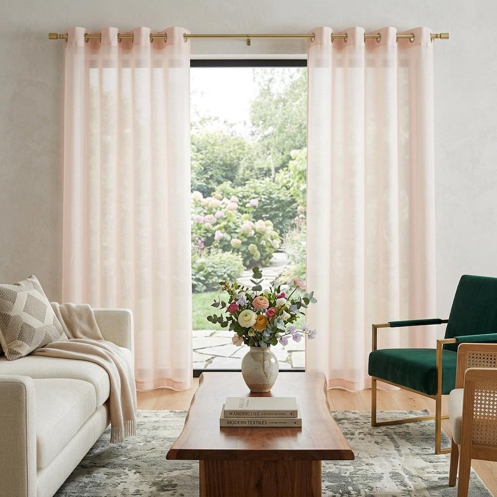 Set of Two 84" Blush Solid Modern Window Panels