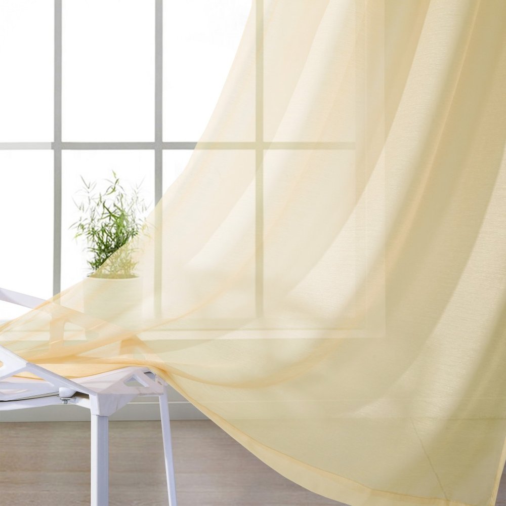 Set of Two 84" Beige Solid Modern Window Panels