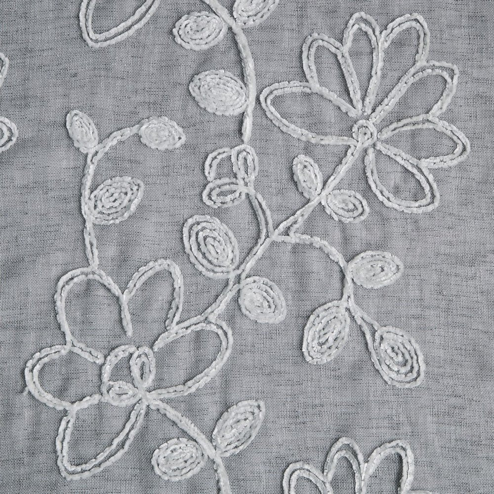 Set of Two 96" Silver Floral Embroidered Window Panels