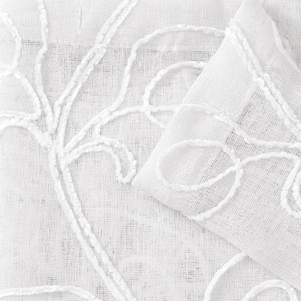 Set of Two 84" White Boho Embroidered Window Panels