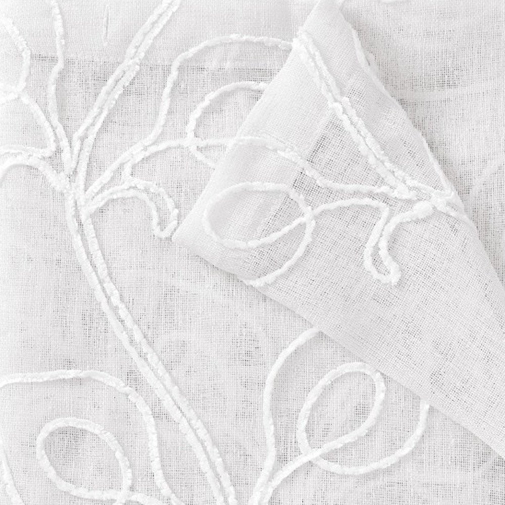 Set of Two 84" White Boho Embroidered Window Panels