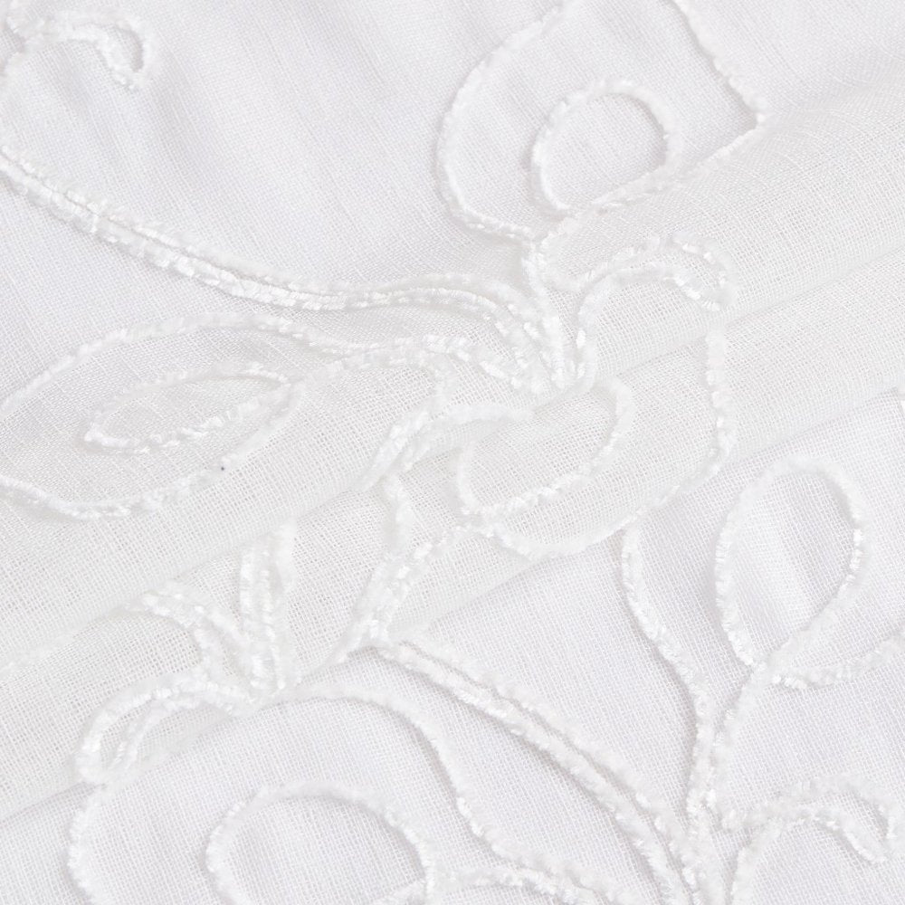 Set of Two 84" White Boho Embroidered Window Panels