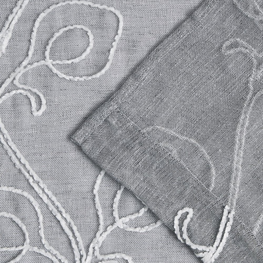 Set of Two 84" Silver Boho Embroidered Window Panels
